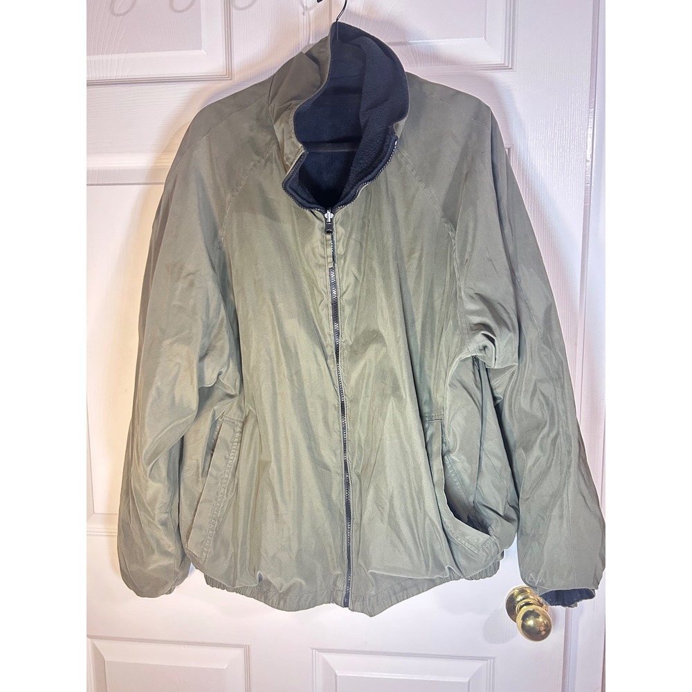 Mens ON LINE Reversible Full Zip Jacket Fleece Lined Coat Green Black XL‎